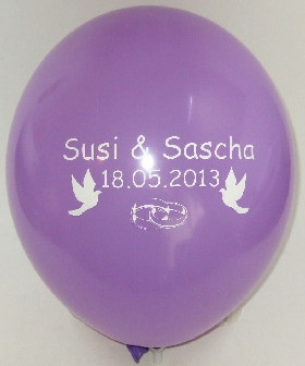 violetter Luftballon 1-seitig 1-farbig bedruckt