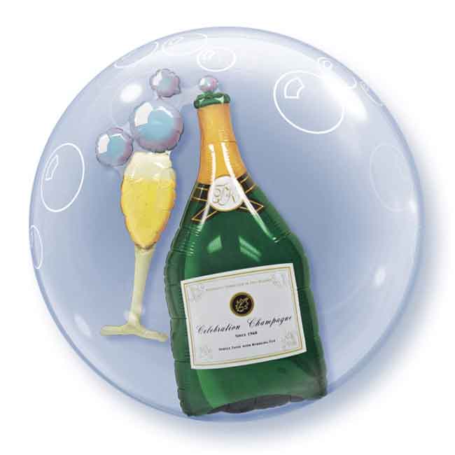 Bubble mit Champagner-Flasche bedruckt