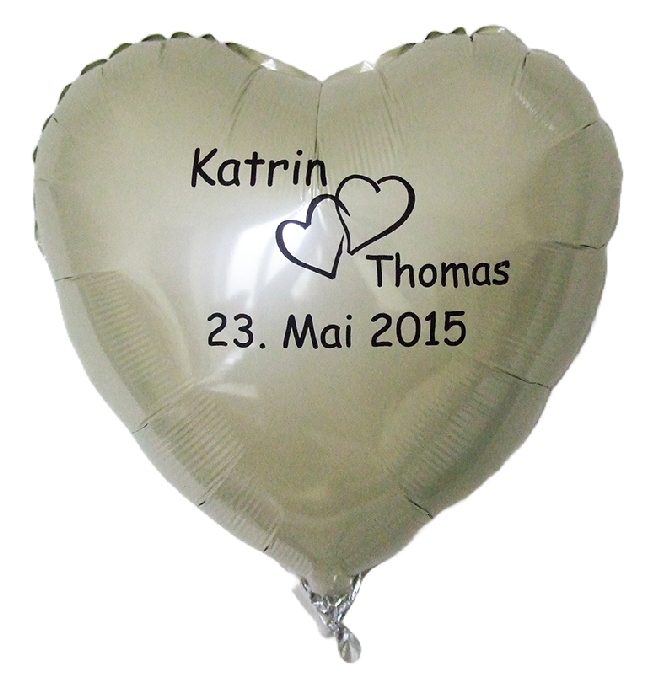 Folien-Ballon 45 cm Herz mit Druck für Hochzeit